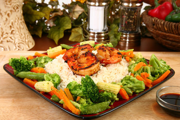Ginger Teriyaki Shrimp with Rice