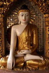 Golden Buddha in Shwedagon paya pagoda, Yangon, Myanmar
