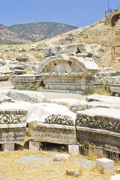 Ancient ruins of Hierapolis, Pamukkale, Turkey.