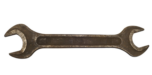 rust wrench isolated on white