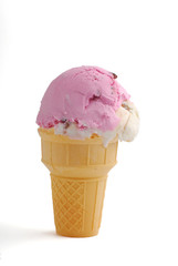 Ice cream in cone studio isolated on white background