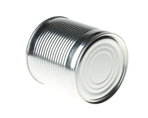 Blank tin can on white background