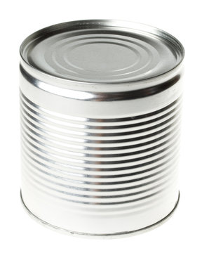 Blank tin can on white background