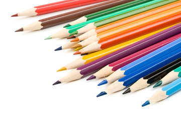 Color pencils on a white background