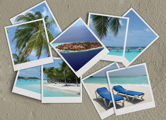 Vacanze -polaroid - sfondo sabbia