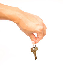 Womens hand taking a keys with key rin