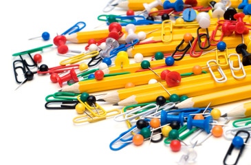 school tools on white background