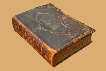 Isolated image of an Ancient Leather Bound Holy Bible