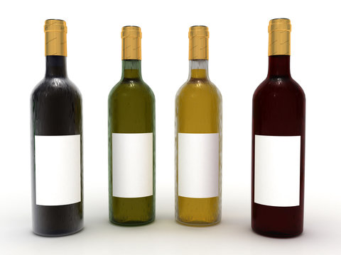 Wine bottles isolated on white background