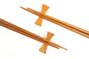Two Pairs of Chopsticks Isolated on a White.