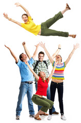 Happy funny people. Isolated over white background.