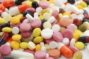 backgound tablets. A medical preparation in the form of capsules