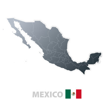 Mexico map with official flag