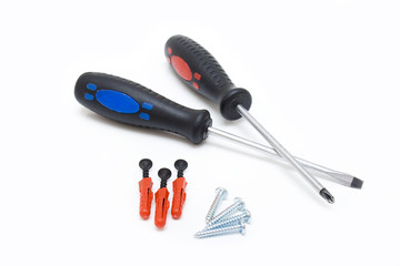 Two screwdrivers and screws