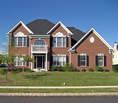 Facade of an upscale new home in the suburbs