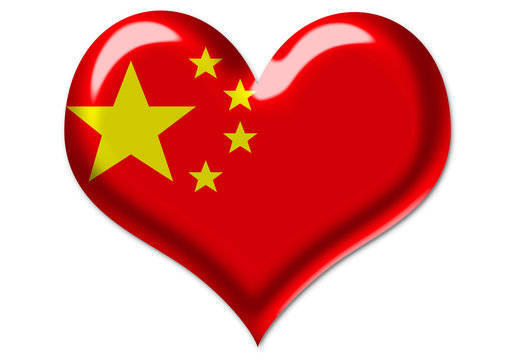 bright illustration of Chinese flag in heart