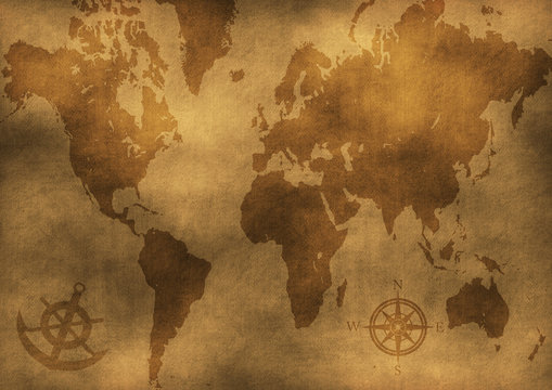 Fototapeta old dirty world map illustration