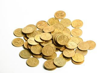 coins piles isolated on white background