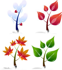 Four Season Style Trees. Easy To Edit Vector.