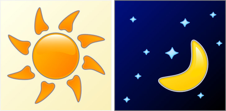 Day and Night. Easy to edit vector.