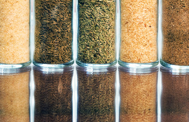 cooking spices in transparent container