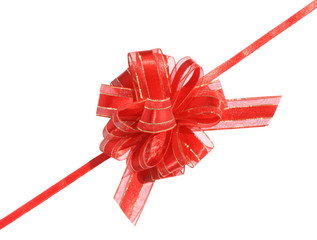 Red bow on a white background.