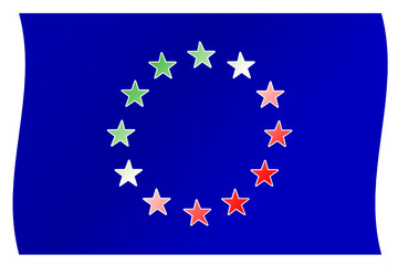 Tricolore italiano su bandiera UE