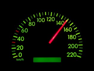 Speedometer of a car showing 150