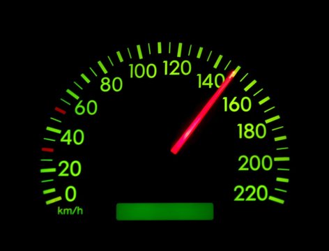 Speedometer of a car showing 150