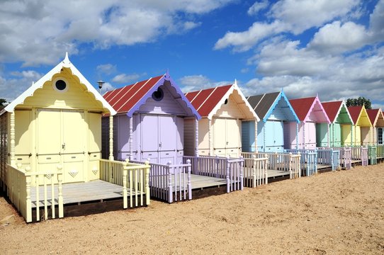 Beach and colourful huts