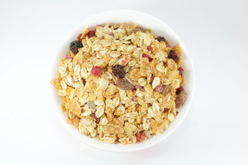 Muesli Breakfast In A Bowl or Cup With White Background