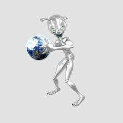 alien holds earth