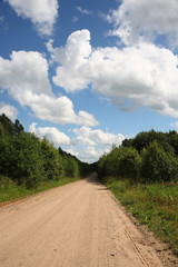 The country road leaving in forest. Landscape. Russia