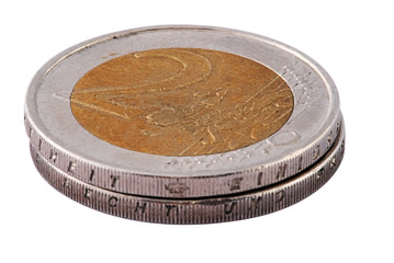 Euro coins over white background (separated)