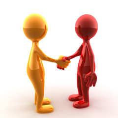 Handshake of two glossy characters