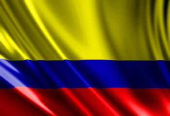 Colombian flag waving in the wind