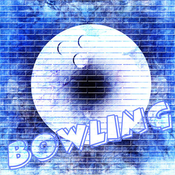 Graffiti Bowling Ball On Grunge Wall