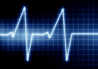 heart beat on a clinic monitor on a dark background