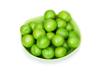 Green plums isolated on the white background
