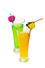 Orange and apple cocktail isolated on the white background