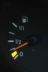 Petrol meter showing low petrol level