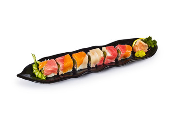Sushi plate isolated on the white background