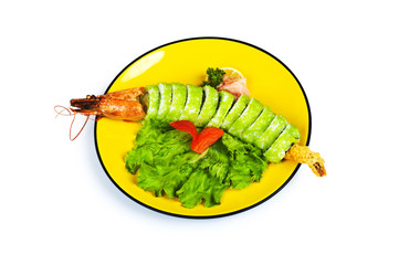 Sushi and crab isolated on the white background