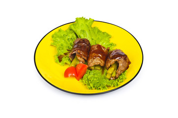 Beef rolls isolated on the white background