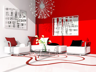 Exclusive design of a drawing room 3d image