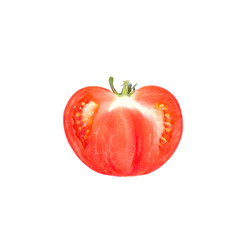 A half of fresh tomato isolated on white.