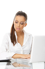 Portrait of beautiful business woman with laptop