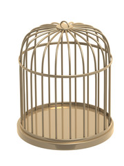 3d golden cage. Object over white