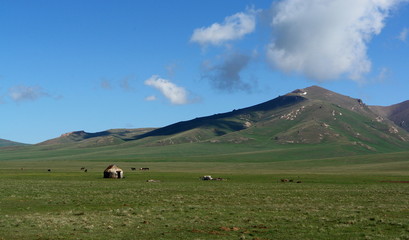 yurt dans le desert, kirghizistan