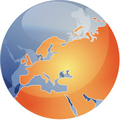 Map of the Europe, on a spherical globe